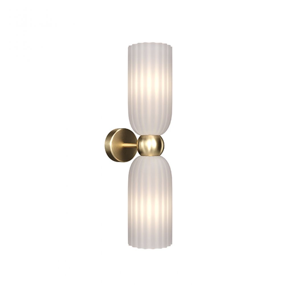 Aplica de perete Metal si Sticla Auriu/Alb D10xH44cm Antic
