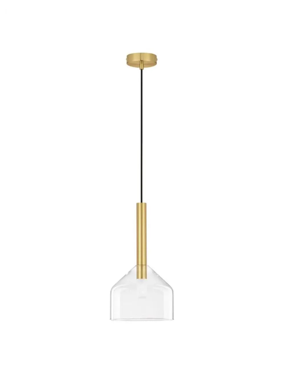 Pendul structura din Metal Negru/Auriu si abajur din Sticla Transparent H190.5xL20cm IP20 AMELIA