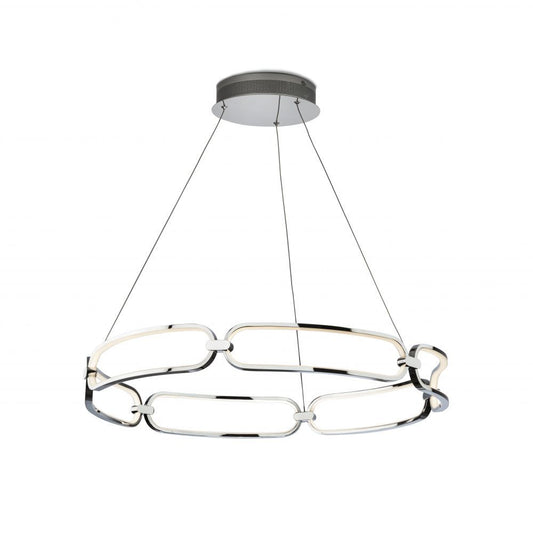 Lustra rotunda cu inaltime reglabila din Aluminiu Argintiu cu LED D80xH110cm Colette