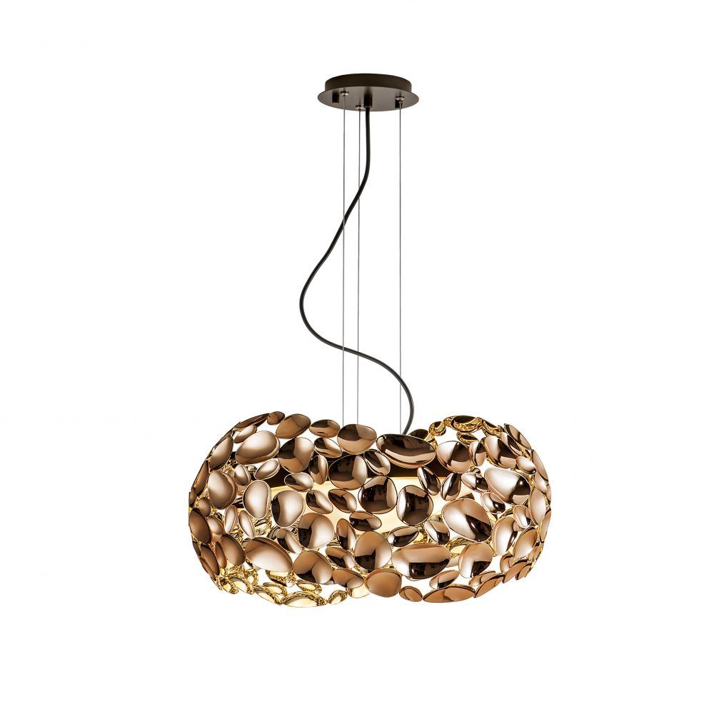 Lustra rotunda cu inaltime reglabila din Metal Auriu cu 5 becuri D47xH135cm Narisa