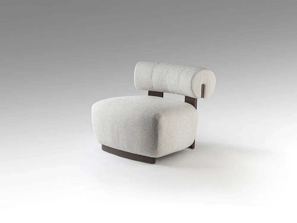 Fotoliu din Lemn Maro si Chenille Ecru L76xH69cm Naomi