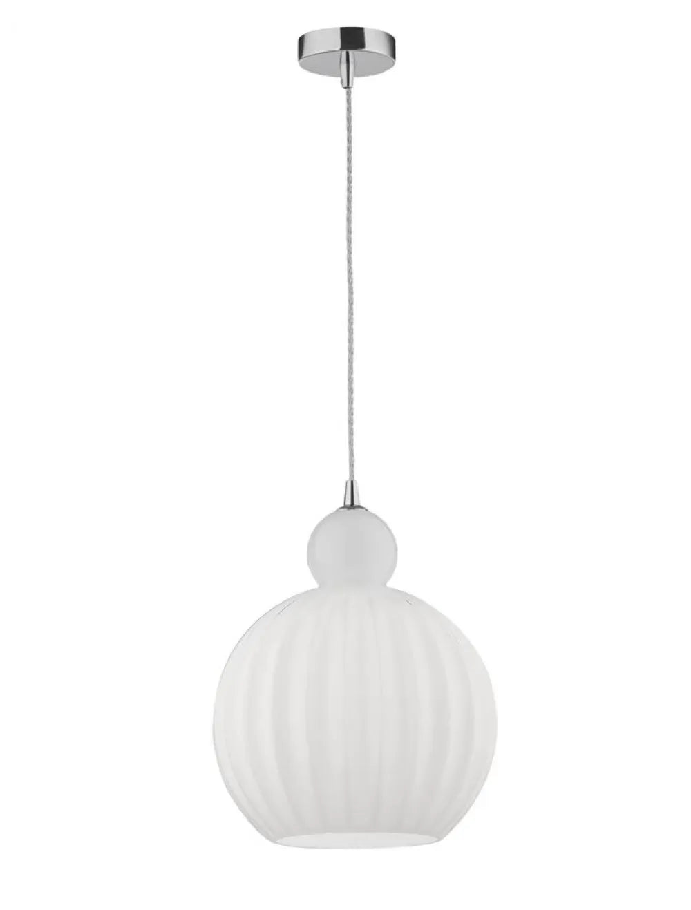 Pendul structura din Aluminiu Argintiu si abajur din Sticla Alb H120xL28cm IP20 ODELL
