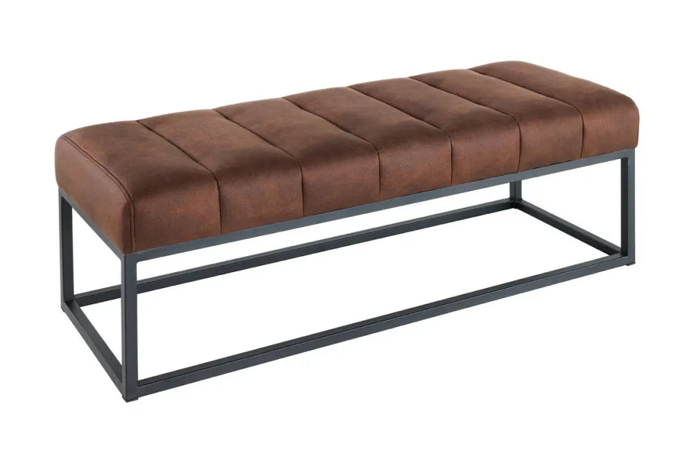 Bancheta din Metal Negru si Microfibra Maro H40xL108cm Petit beaute