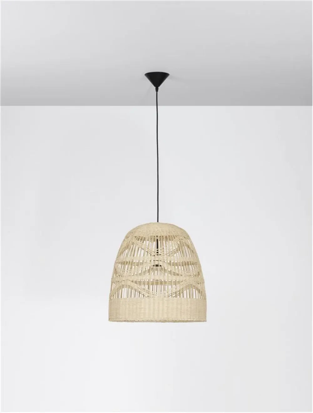 Pendul structura din Metal Negru si abajur din Ratan Bej H200xL46cm IP20 MARLO