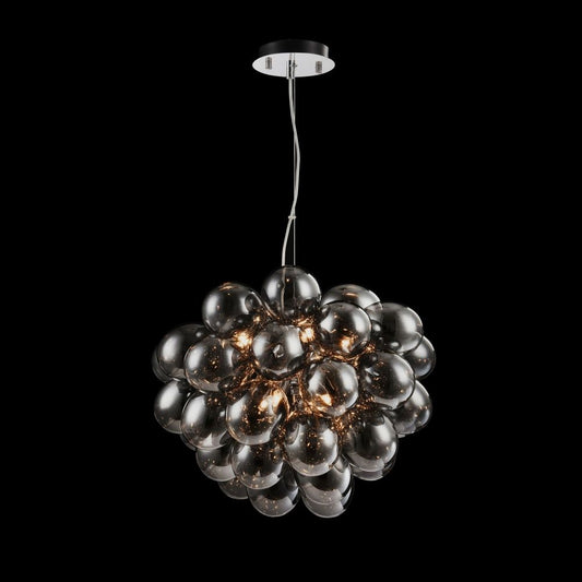 Lustra rotunda cu inaltime reglabila din Sticla Negru cu 8 becuri D50xH170cm Balbo