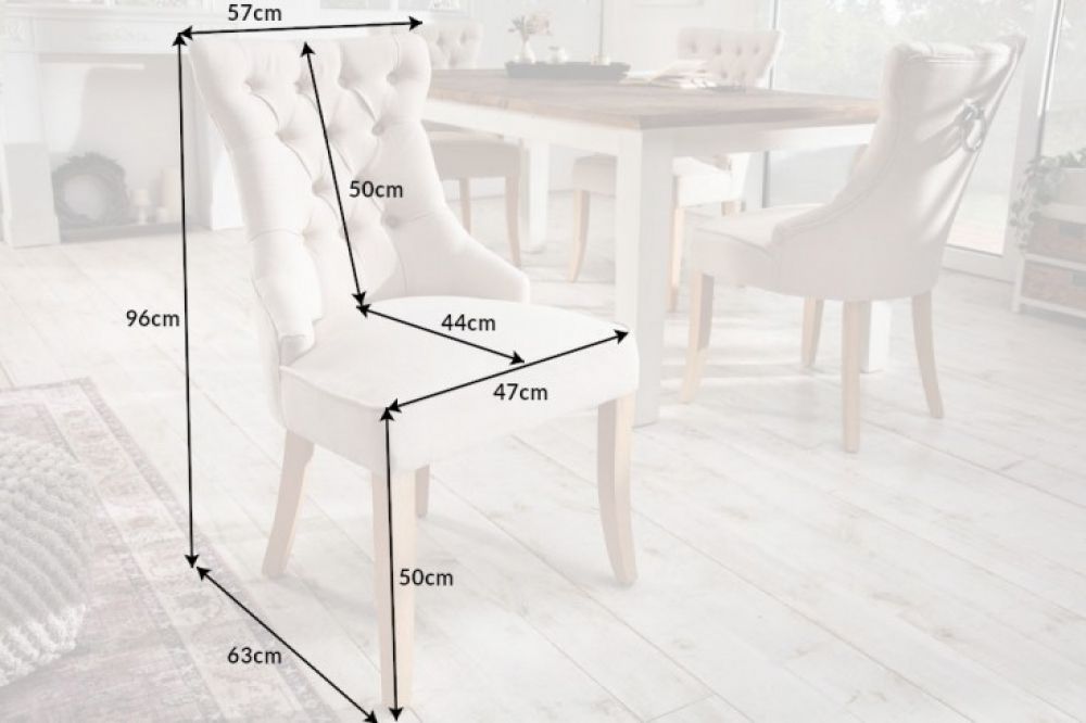Set 2 scaune tapitat cu In Crem cu picioare din Lemn masiv Maro H96xL57xA63cm Castle