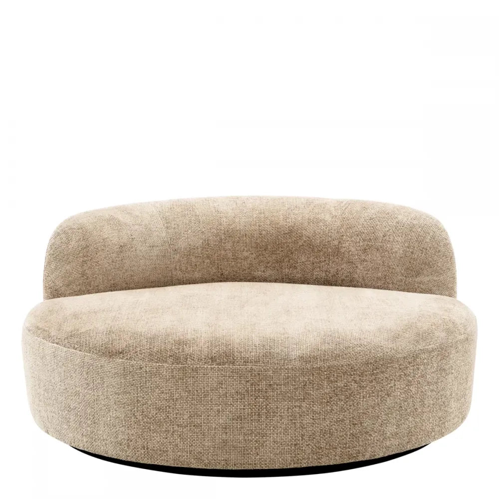 Canapea fixa rotunda tapitata cu Stofa Lyssa Bej D150cm Bjorn Eichholtz