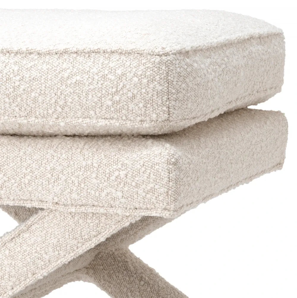 Taburet tapitat cu Stofa boucle Crem L62xA46xH50cm Cordoba Eichholtz