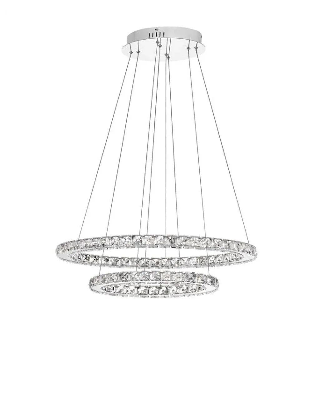 Lustra structura din Aluminiu Argintiu si abajur din Cristal Transparent H120xL64cm IP20 40W 2400lm 3500k CELINE