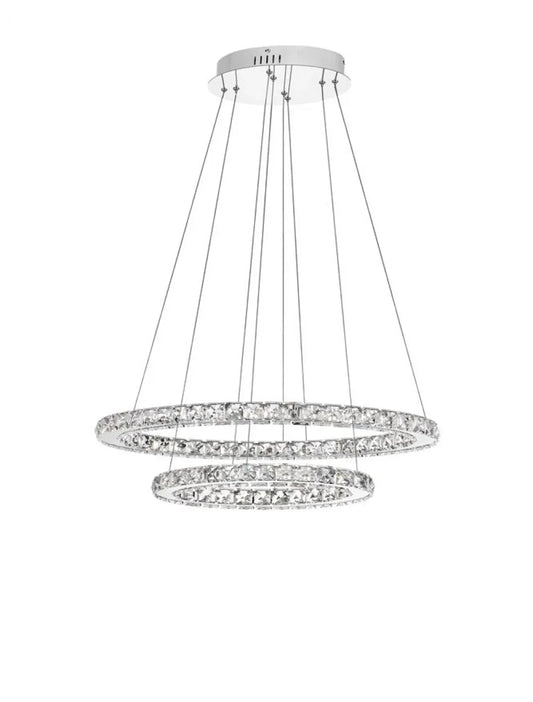 Lustra structura din Aluminiu Argintiu si abajur din Cristal Transparent H120xL64cm IP20 40W 2400lm 3500k CELINE