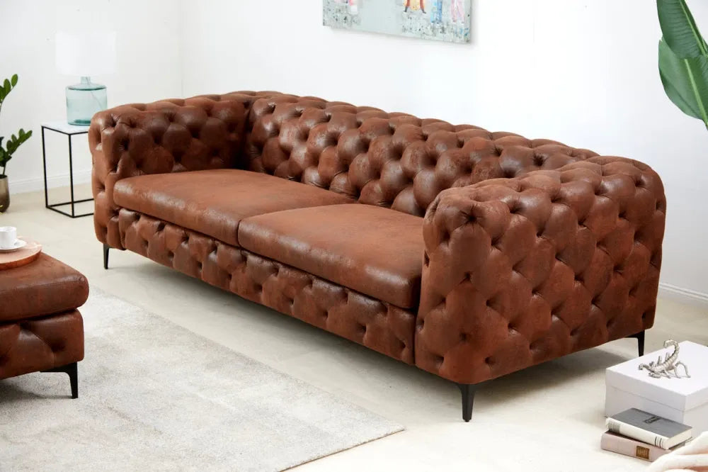 Canapea 3 locuri tapitat cu Microfibra Maro L235cm Modern Barock