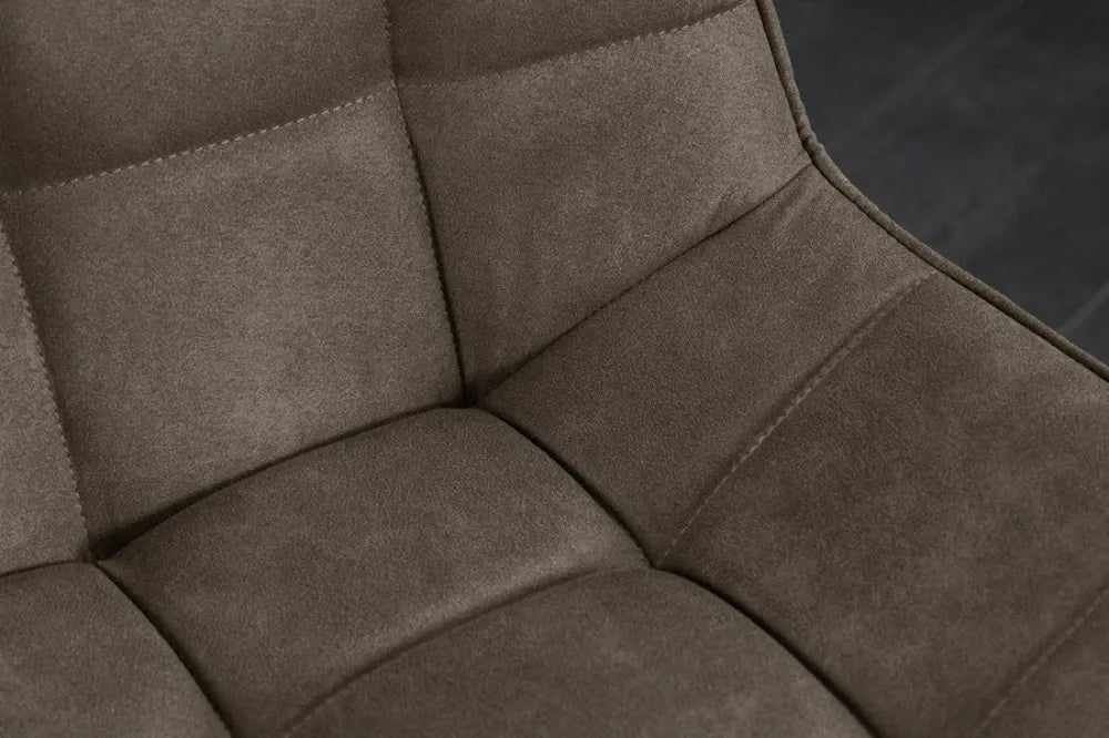 Set 4 scaune tapitat cu Microfibra Maro taupe si picioare din Metal Negru H85xL51xA59cm ROADSTAR