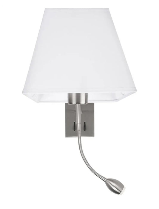 Aplica de perete structura din Aluminiu Argintiu si abajur din Textil Alb H40xL21cm IP20 3W 190lm 3000k VALENCIA