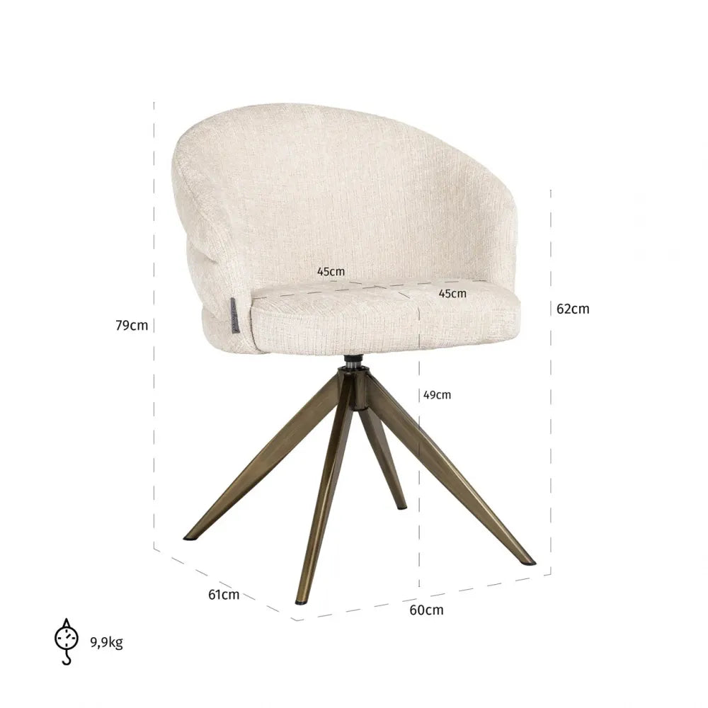 Scaun tapitat cu Chenille Bej cu picioare din Metal Auriu H79xL60xA61cm Zendaya Richmond Interiors