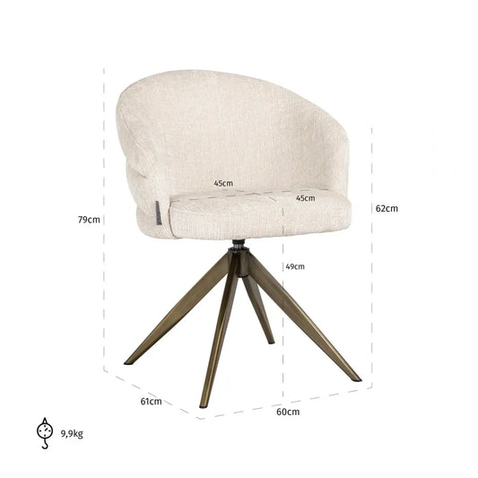 Scaun tapitat cu Chenille Bej cu picioare din Metal Auriu H79xL60xA61cm Zendaya Richmond Interiors