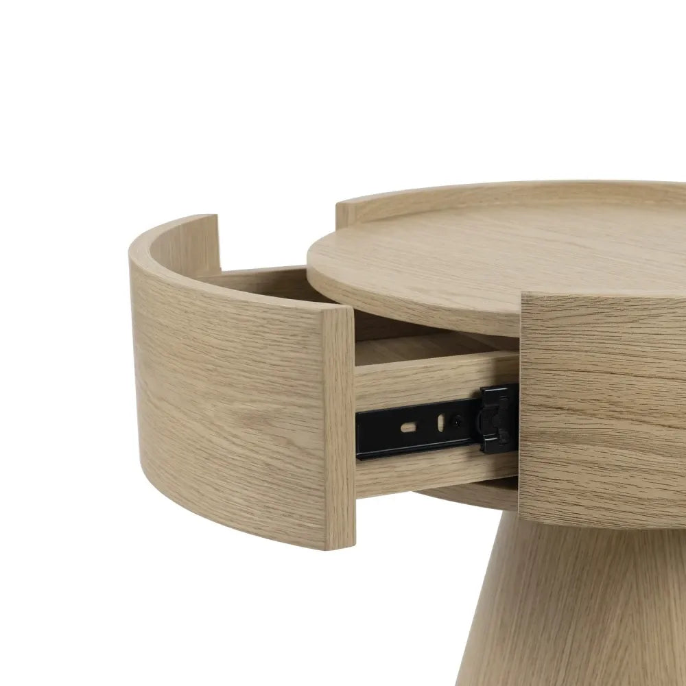 Noptiera rotunda cu sertar James de culoare stejar L40xH52cm