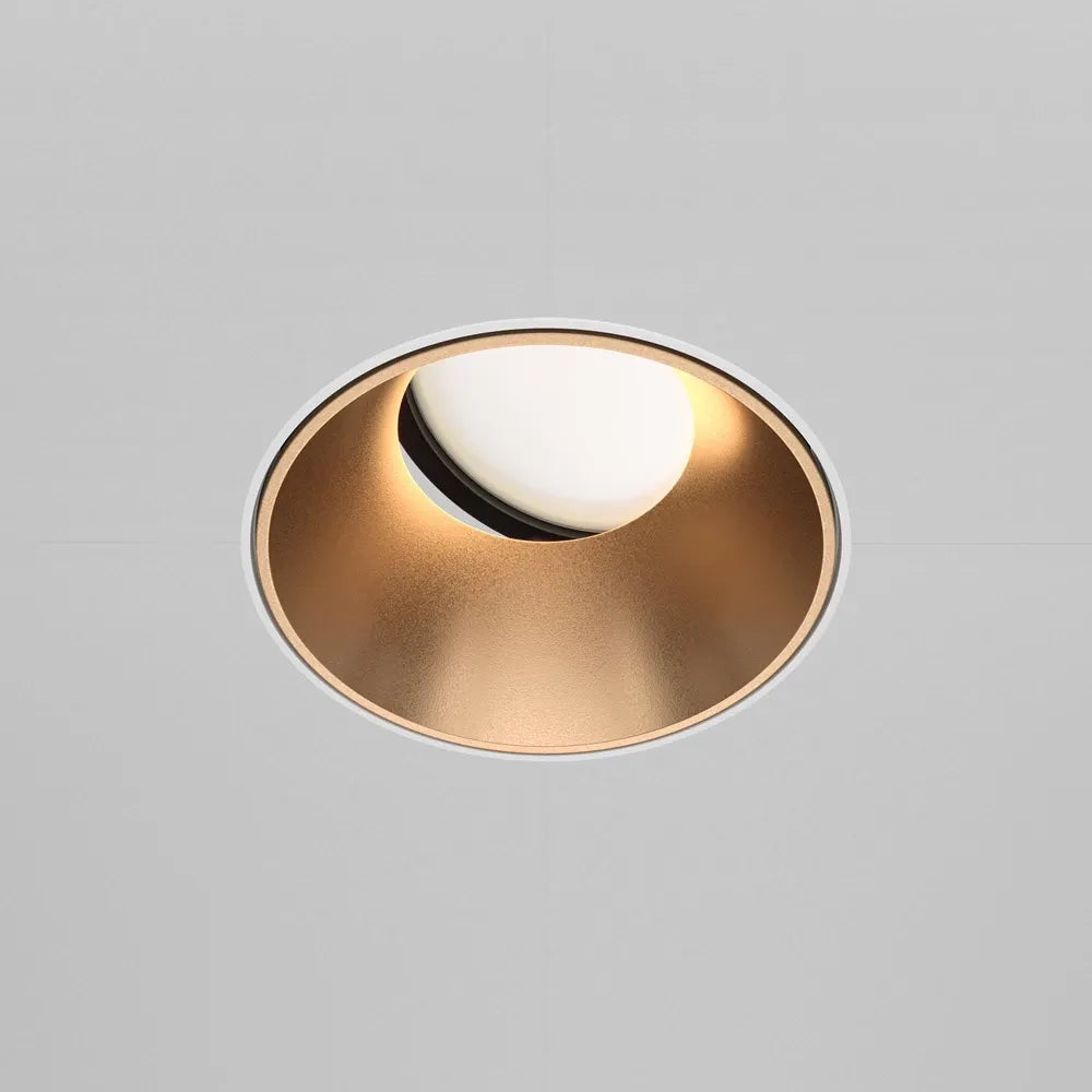 Spot incastrat rotund din Aluminiu Alb/Auriu mat H4xD10cm IP 20 GU10 10W Share