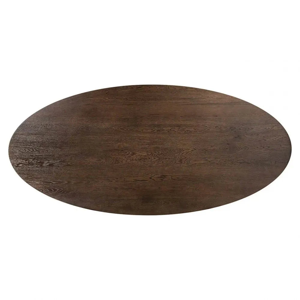 Masa ovala din Metal Negru si Lemn de stejar Maro H76xL235cm Watson