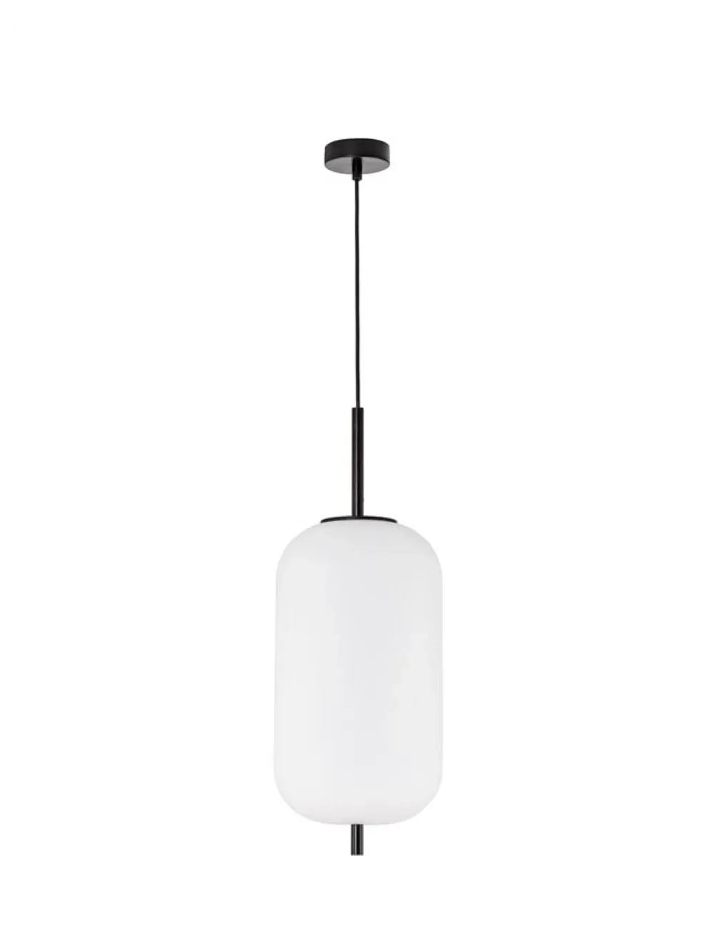 Pendul structura din Metal Negru si abajur din Sticla Alb H120xL22cm IP20 LATO