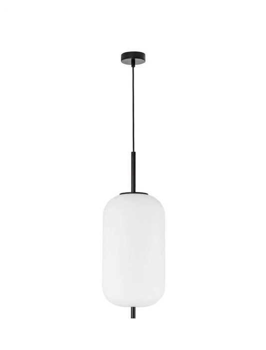Pendul structura din Metal Negru si abajur din Sticla Alb H120xL22cm IP20 LATO
