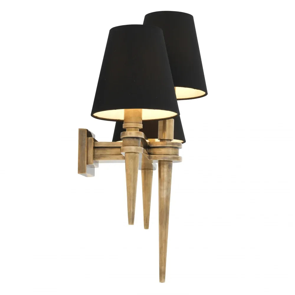 Aplica de perete din Metal Alama si Stofa Negru H50xL46cm Waterloo Triple Eichholtz