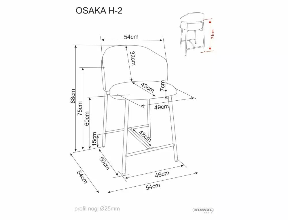 Scaun de insula din Stofa Bej si Metal Maro H88xL54xA54cm Osaka
