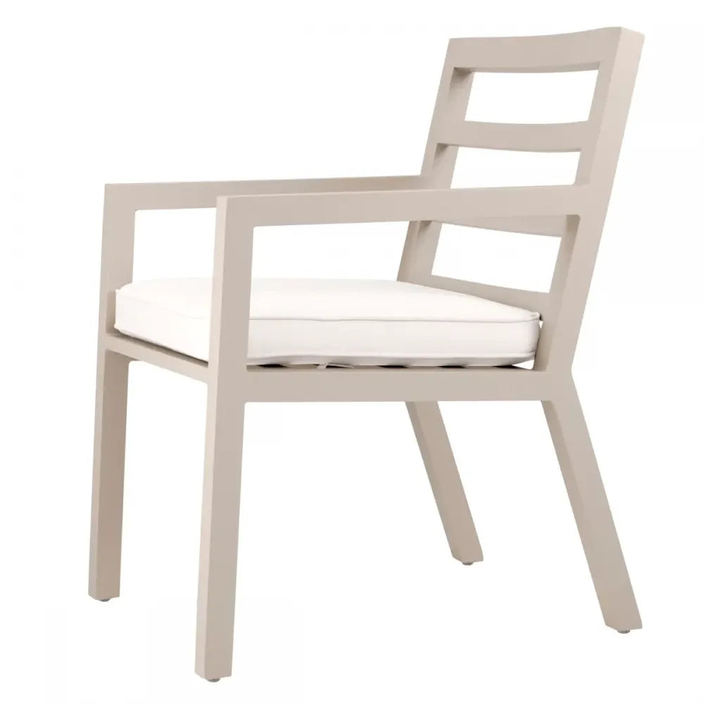Scaun de exterior din Metal Bej si Stofa Alb H86xL55.5xA66.5cm Delta Eichholtz