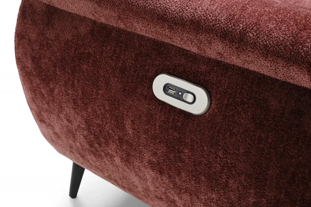 Coltar extensibil electric tapitat cu Chenille Aphrodite Rosu cu lada depozitare Genova II