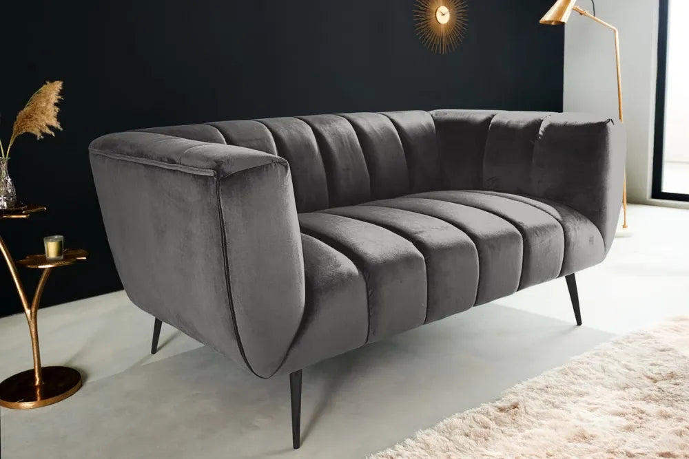 Canapea 2 locuri tapitat cu Catifea Gri L165cm Noblesse