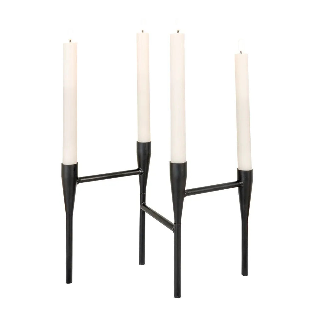 Suport pentru 4 lumanari din Metal Negru H21xL28cm HN0909