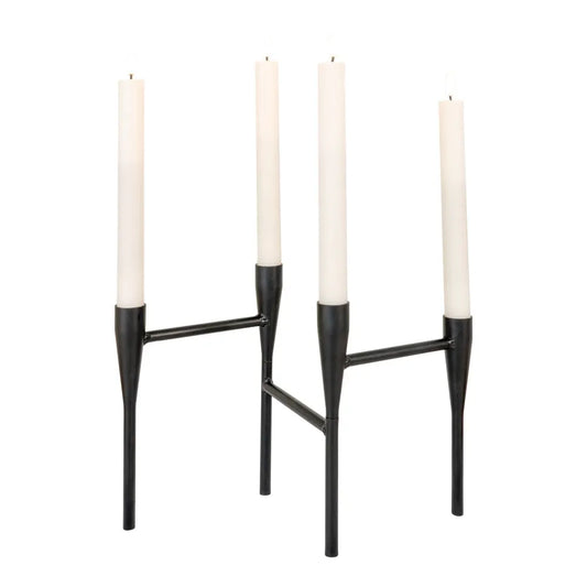 Suport pentru 4 lumanari din Metal Negru H21xL28cm HN0909