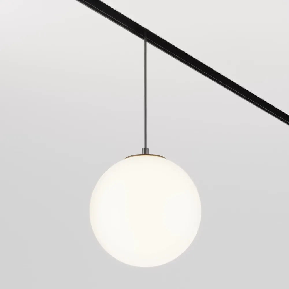 Pendul pentru sina Exility din Metal Negru si Sticla Alb H113xD13cm 5W 330lm 4000k Luna