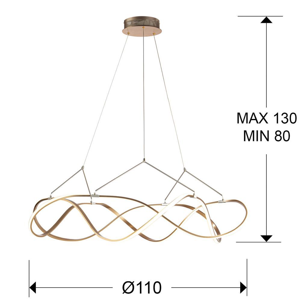 Lustra rotunda cu inaltime reglabila din Aluminiu Auriu cu LED D110xH130cm Molly