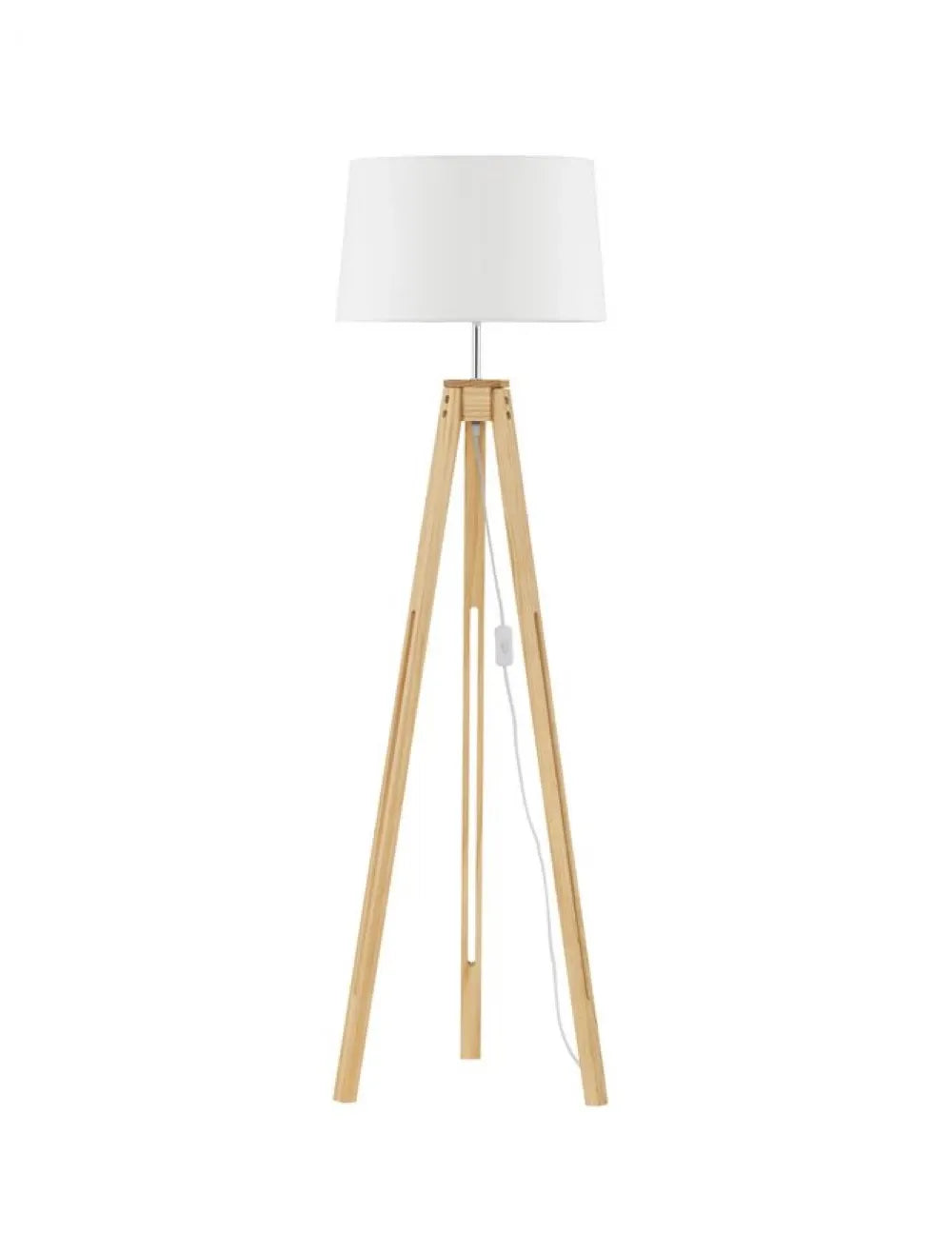 Lampa de podea structura din Lemn Maro si abajur din Textil Alb H145xL50cm IP20 LE ROY
