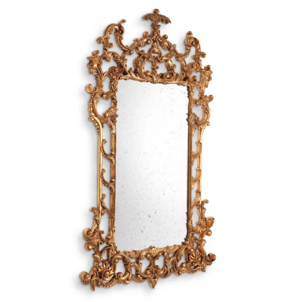 Oglinda cu rama din Lemn/Metal Auriu L91xH160cm Rococo Eichholtz