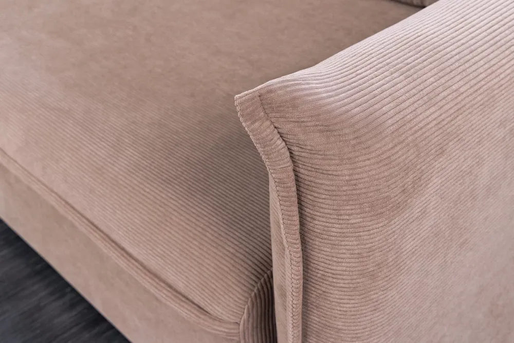 Canapea extensibila de 3 locuri tapitat cu Catifea raiata Maro taupe L215cm Apartment