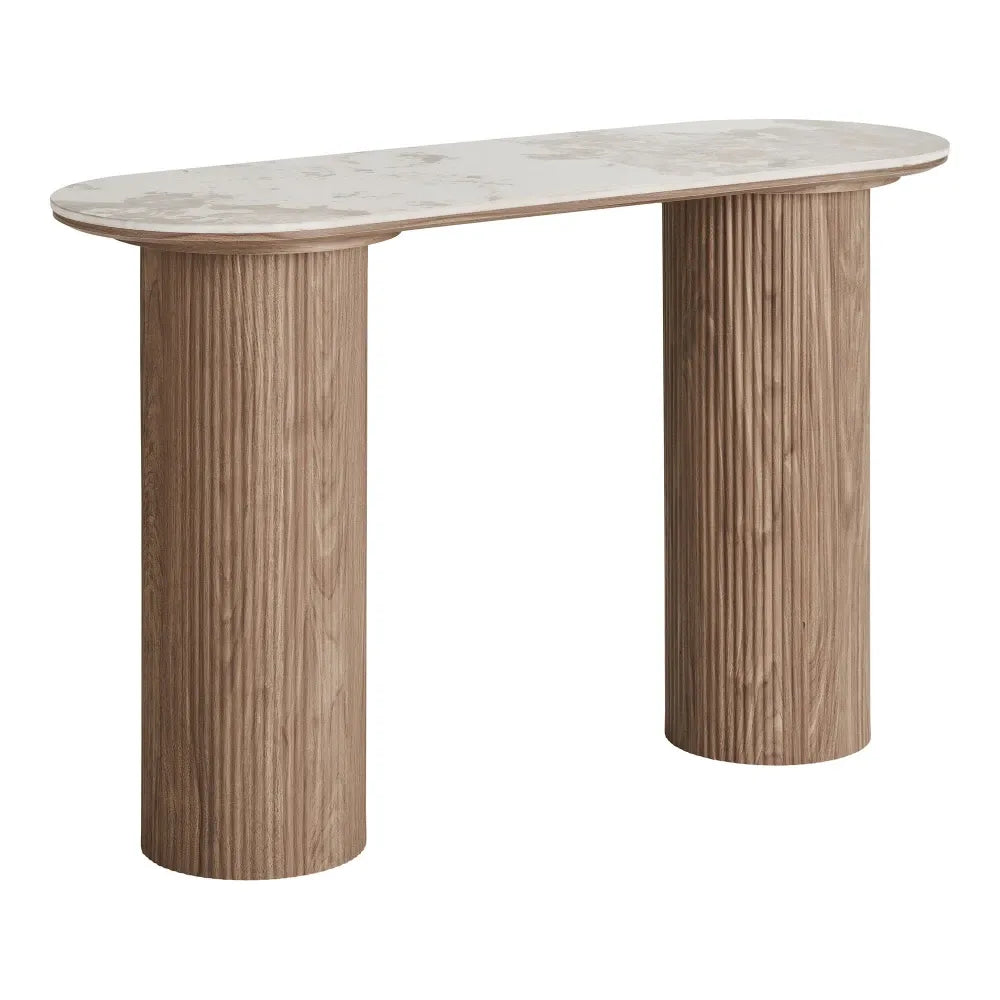 Consola din MDF Maro si Ceramica Alb L120xH78cm Athens