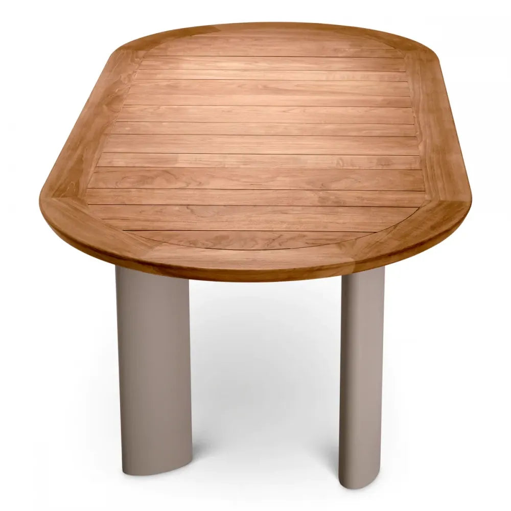 Masa de exterior din Metal Bej si Lemn de tec Maro H75.5xL247cm Mogador Eichholtz