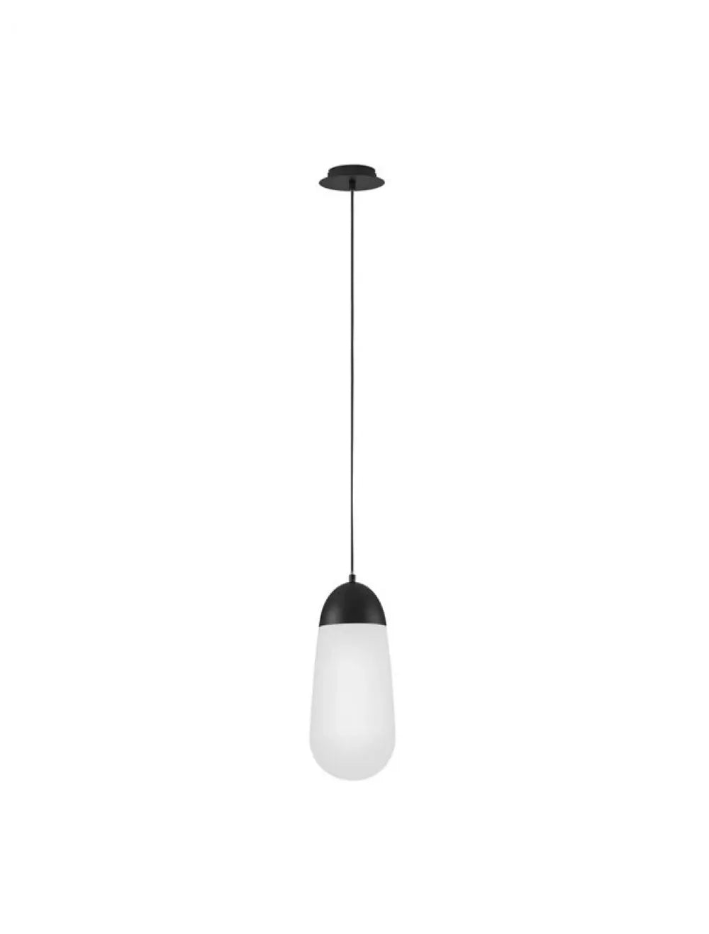 Pendul structura din Metal Negru si abajur din Sticla Alb H246xL18cm IP20 BLAKY