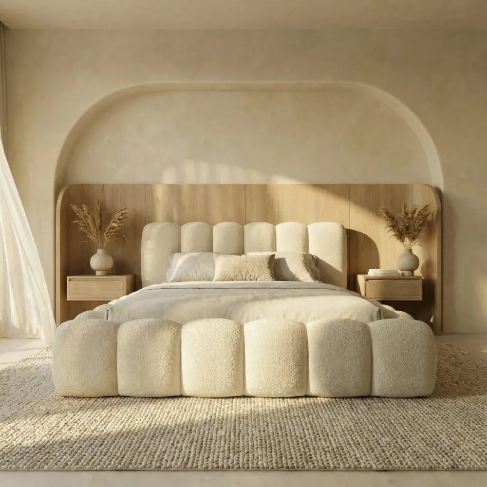 Pat tapitat cu material boucle Bej 160 x 200 Dallas slim