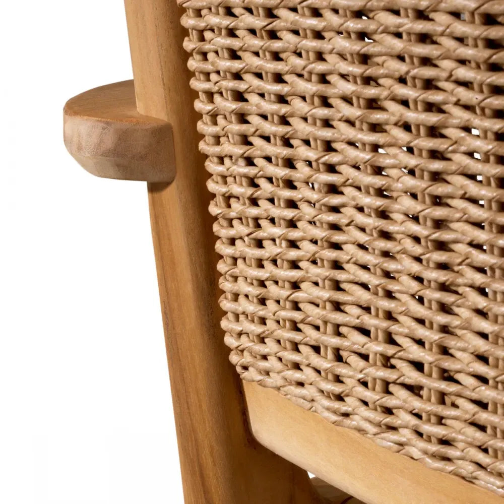 Fotoliu de exterior din Lemn de tec Maro si Polietilena Maro H75xL70xA66cm Pivetti Eichholtz