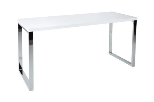 Birou din MDF Alb si Metal Argintiu L160xH75cm WHITE DESK
