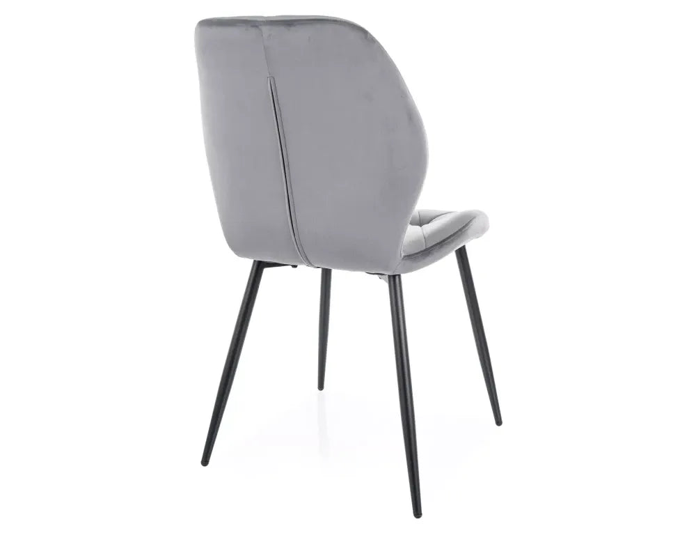 Set 2 scaune din Catifea Gri si Metal Negru Hx86Lx48xA56cm Rick