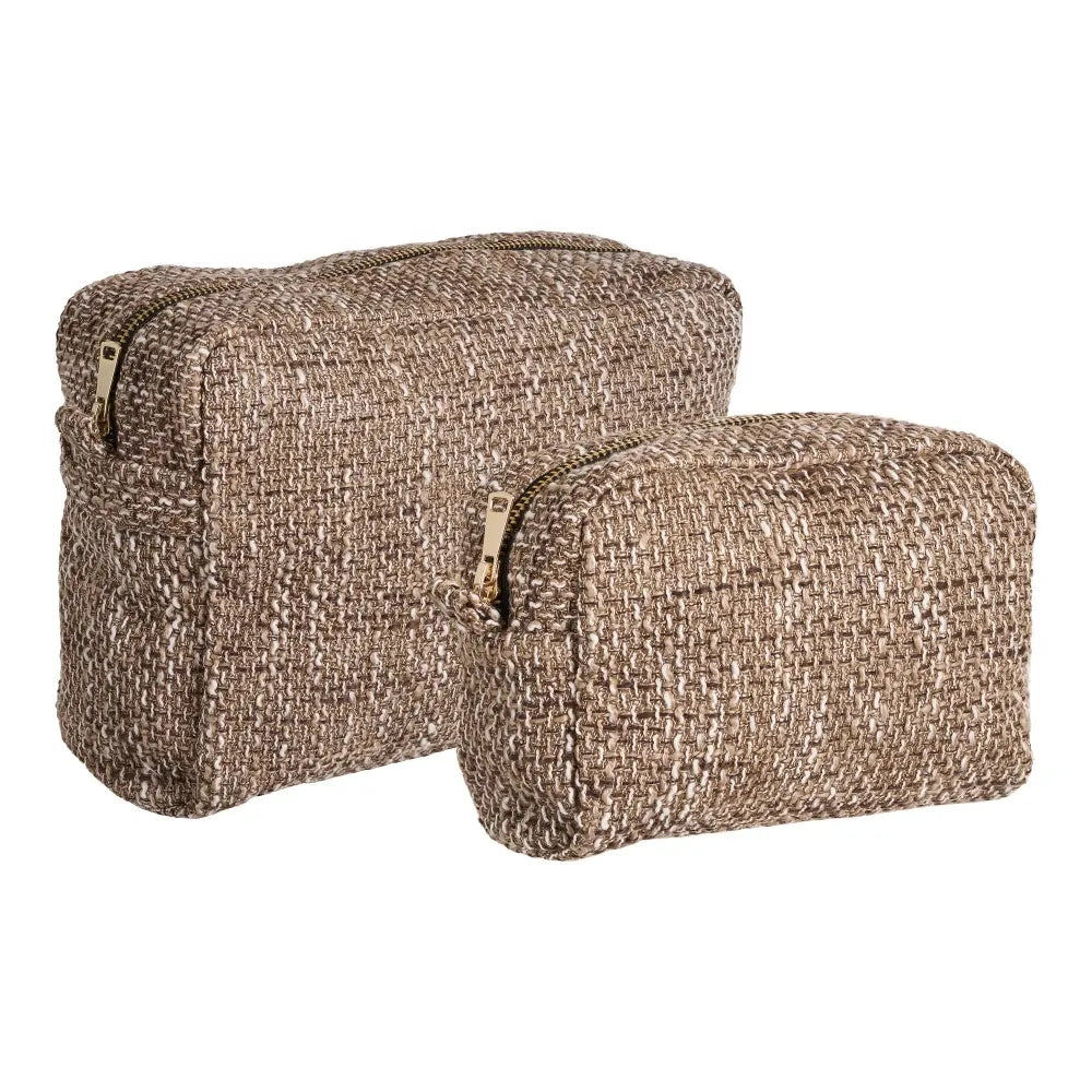 Set 2 genti pentru cosmetice din Textil Maro L9/11xH14/22cm Safi