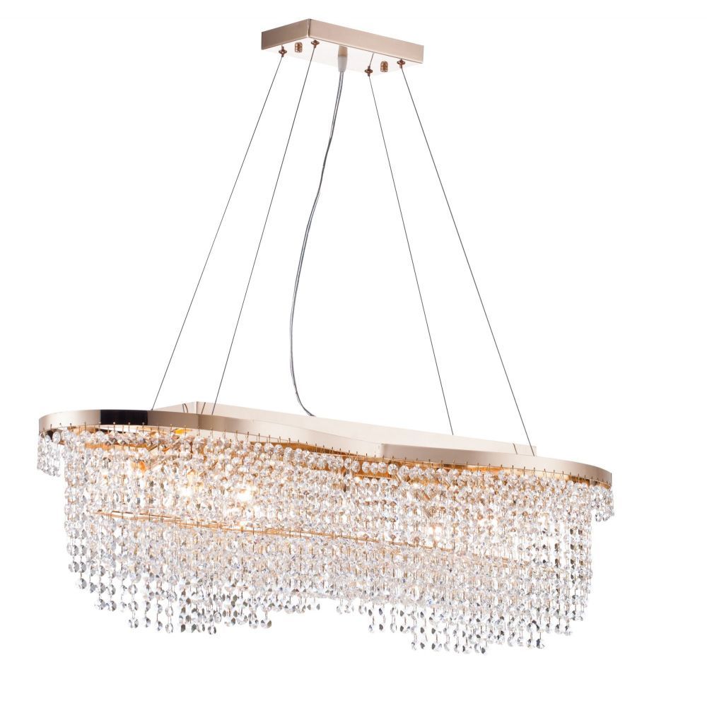 Lustra dreptunghiulara cu inaltime reglabila din Cristal Transparent cu 7 becuri L94x24xH68cm Toils