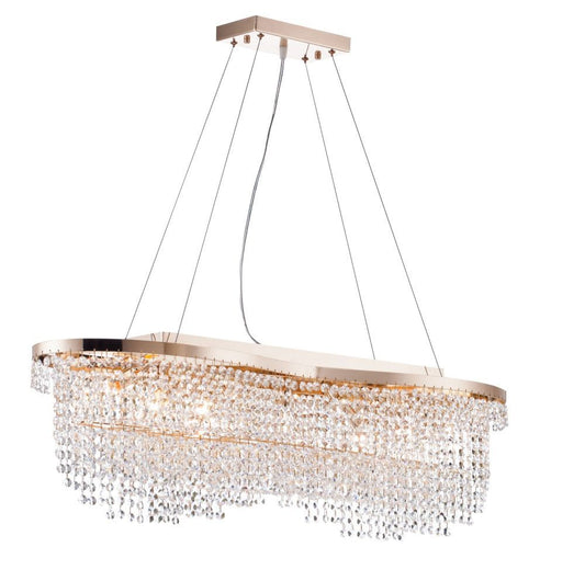 Lustra dreptunghiulara cu inaltime reglabila din Cristal Transparent cu 7 becuri L94x24xH68cm Toils