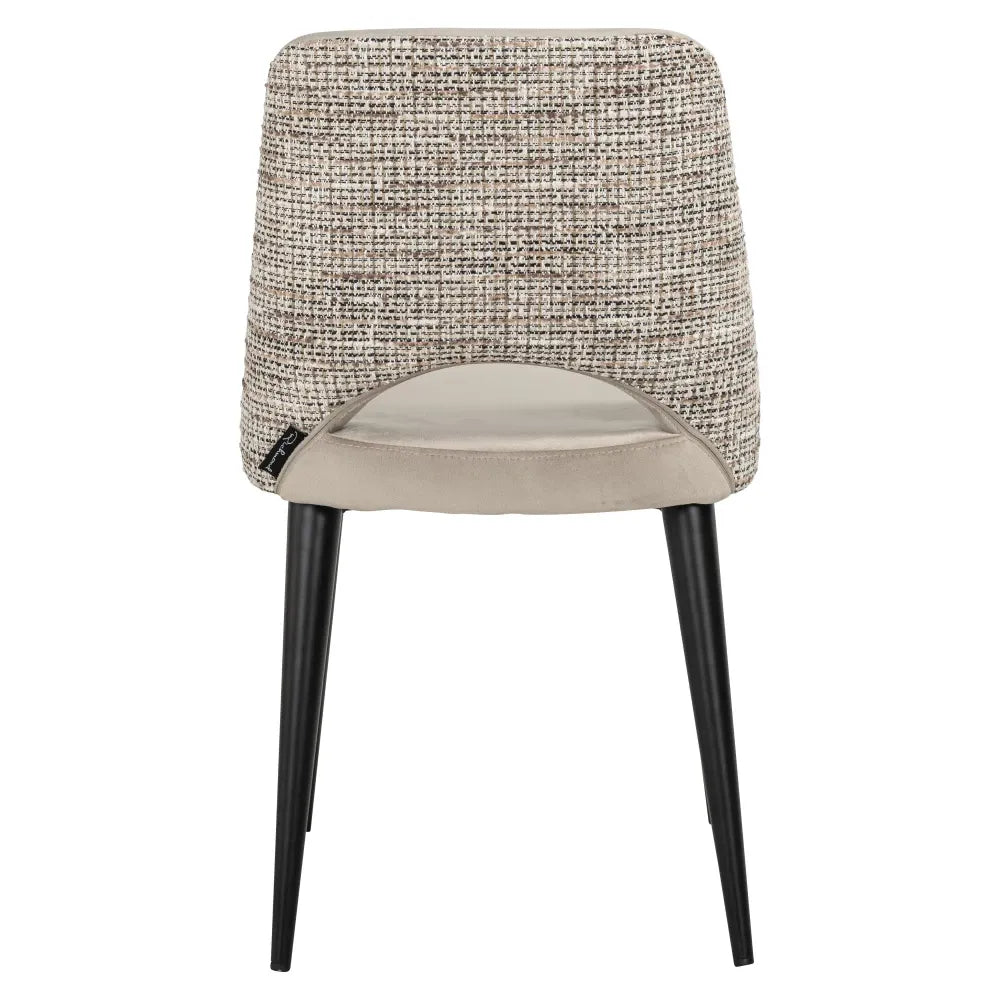 Scaun tapitat cu Catifea/Stofa Gri/Bej cu picioare din Metal Negru H85.5xL48xA62cm Tabitha Richmond Interiors