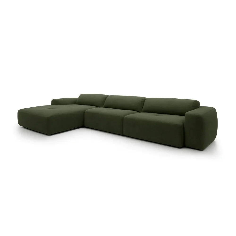 Coltar Loran fix in forma de L din catifea Vogue verde L364×180×H65 cm