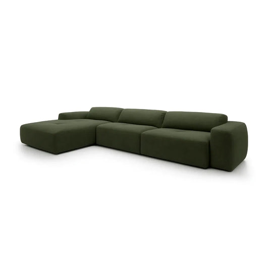 Coltar Loran fix in forma de L din catifea Vogue verde L364×180×H65 cm