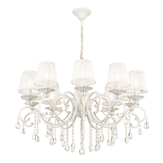 Candelabru rotund din Organza Alb cu 10 becuri D85xH124cm Grace